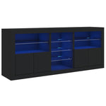 Skjenk Med Led-Lys Svart 162X37X67 Cm