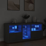 Skjenk Med Led-Lys Svart 162X37X67 Cm