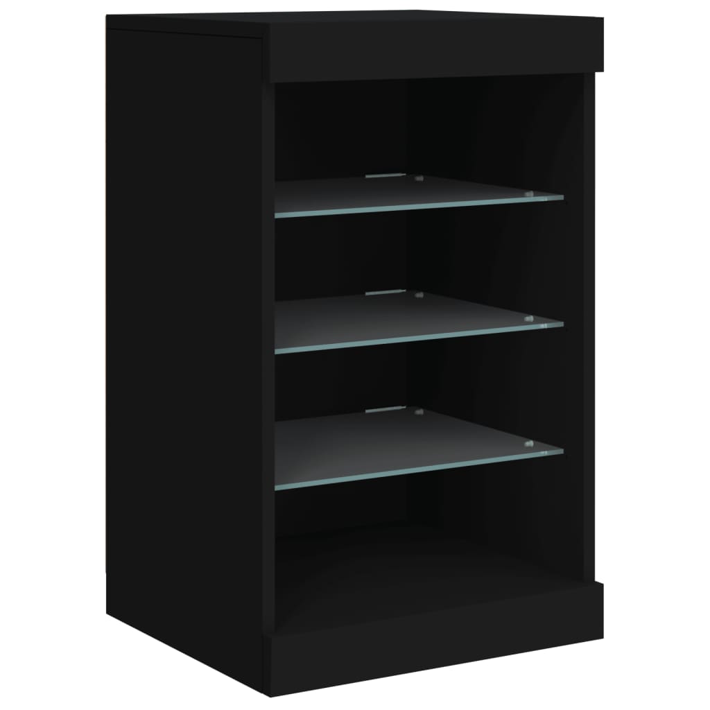 Skjenk Med Led-Lys Svart 162X37X67 Cm