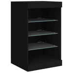 Skjenk Med Led-Lys Svart 162X37X67 Cm