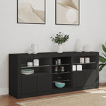 Skjenk Med Led-Lys Svart 162X37X67 Cm