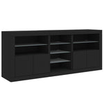 Skjenk Med Led-Lys Svart 162X37X67 Cm