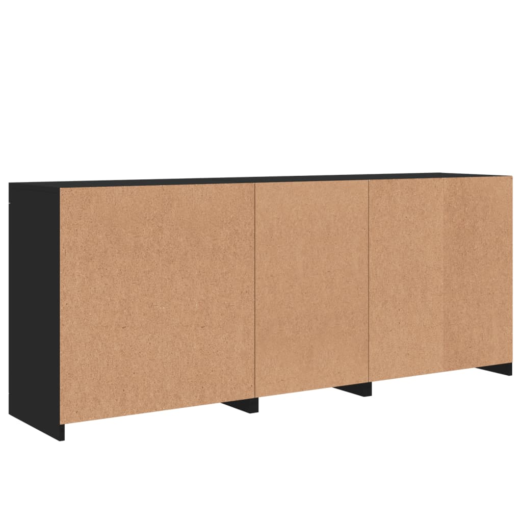 Skjenk Med Led-Lys Svart 162X37X67 Cm