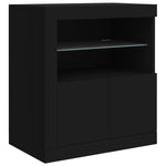 Skjenk Med Led-Lys Svart 162X37X67 Cm