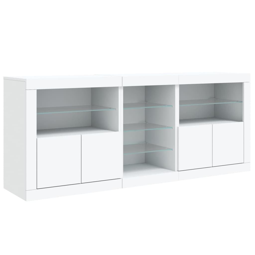 Skjenk Med Led-Lys Hvit 181,5X37X67 Cm