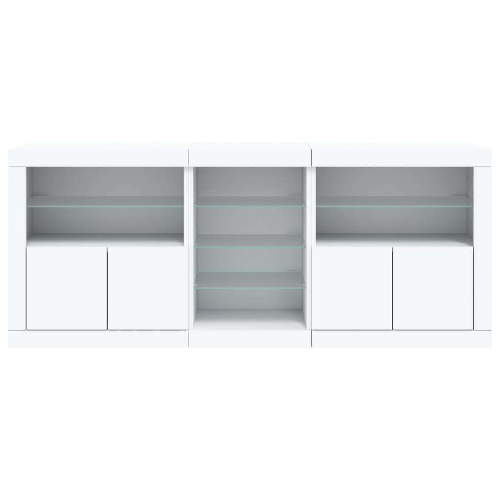 Skjenk Med Led-Lys Hvit 181,5X37X67 Cm