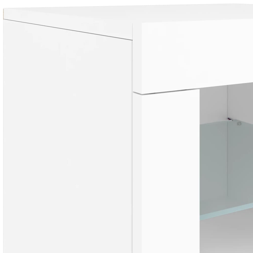 Skjenk Med Led-Lys Hvit 181,5X37X67 Cm