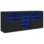 Skjenk Med Led-Lys Svart 181,5X37X67 Cm