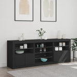 Skjenk Med Led-Lys Svart 181,5X37X67 Cm