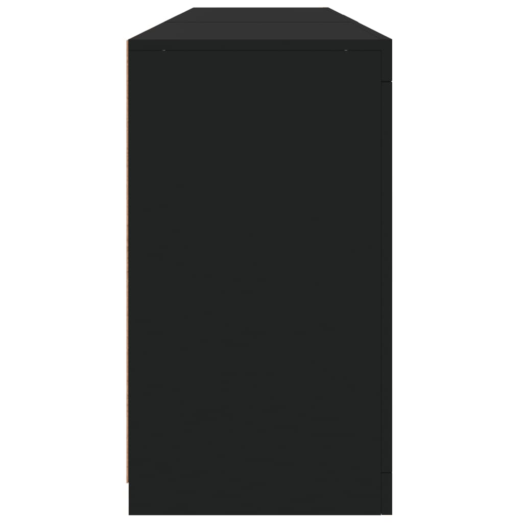 Skjenk Med Led-Lys Svart 181,5X37X67 Cm