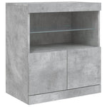 Skjenk Med Led-Lys Betonggrå 142,5X37X67 Cm