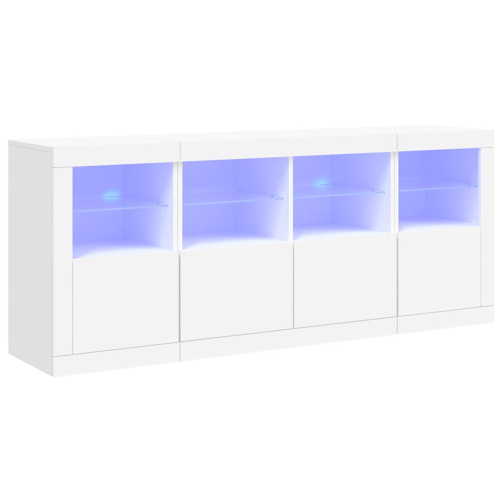 Skjenk Med Led-Lys Hvit 163X37X67 Cm