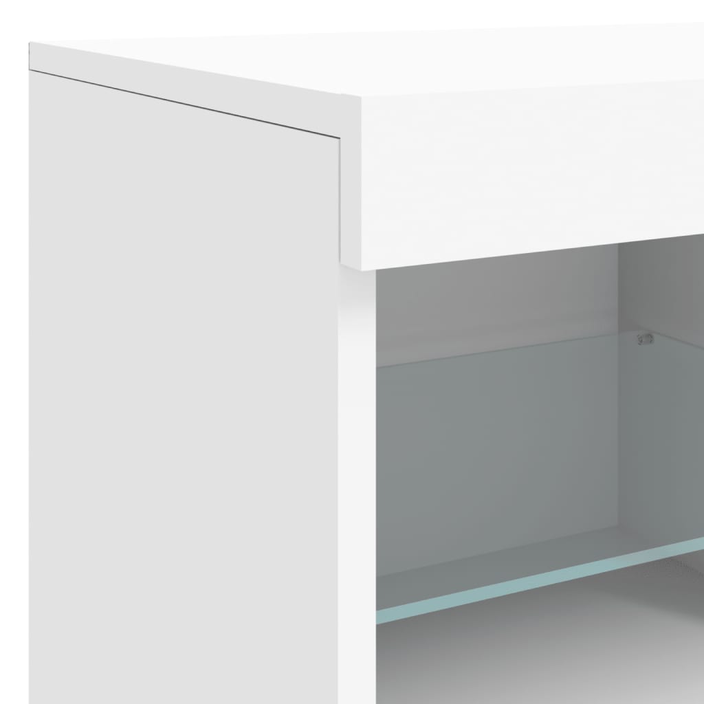Skjenk Med Led-Lys Hvit 163X37X67 Cm
