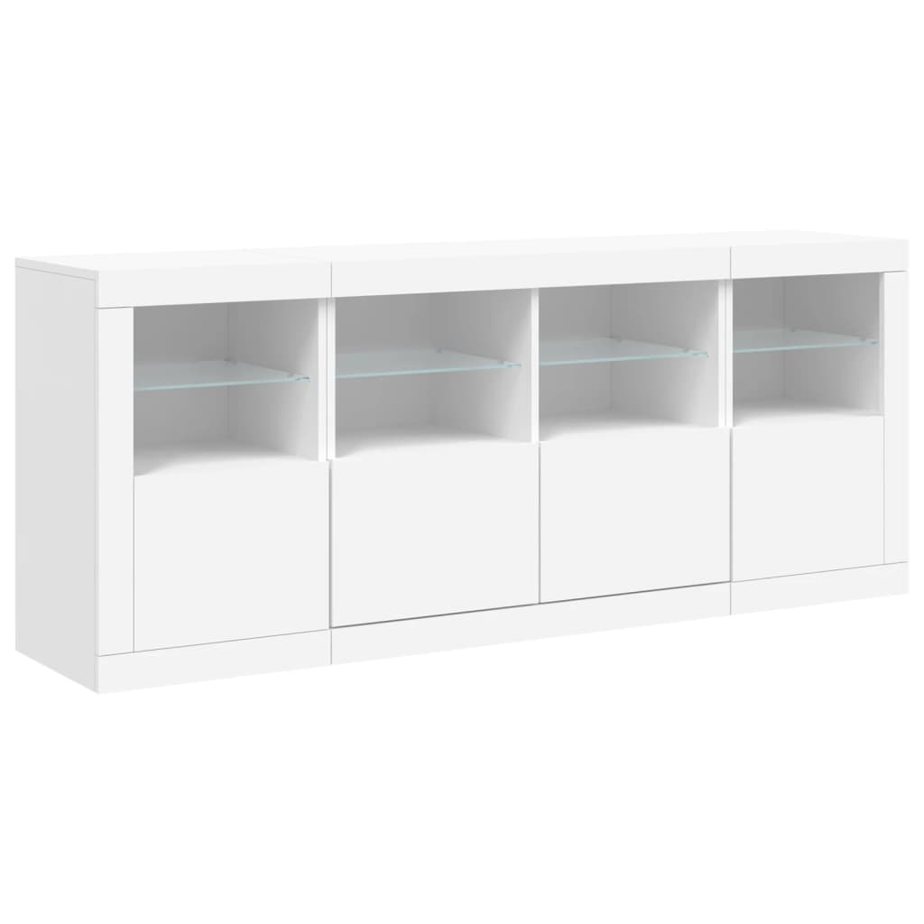Skjenk Med Led-Lys Hvit 163X37X67 Cm
