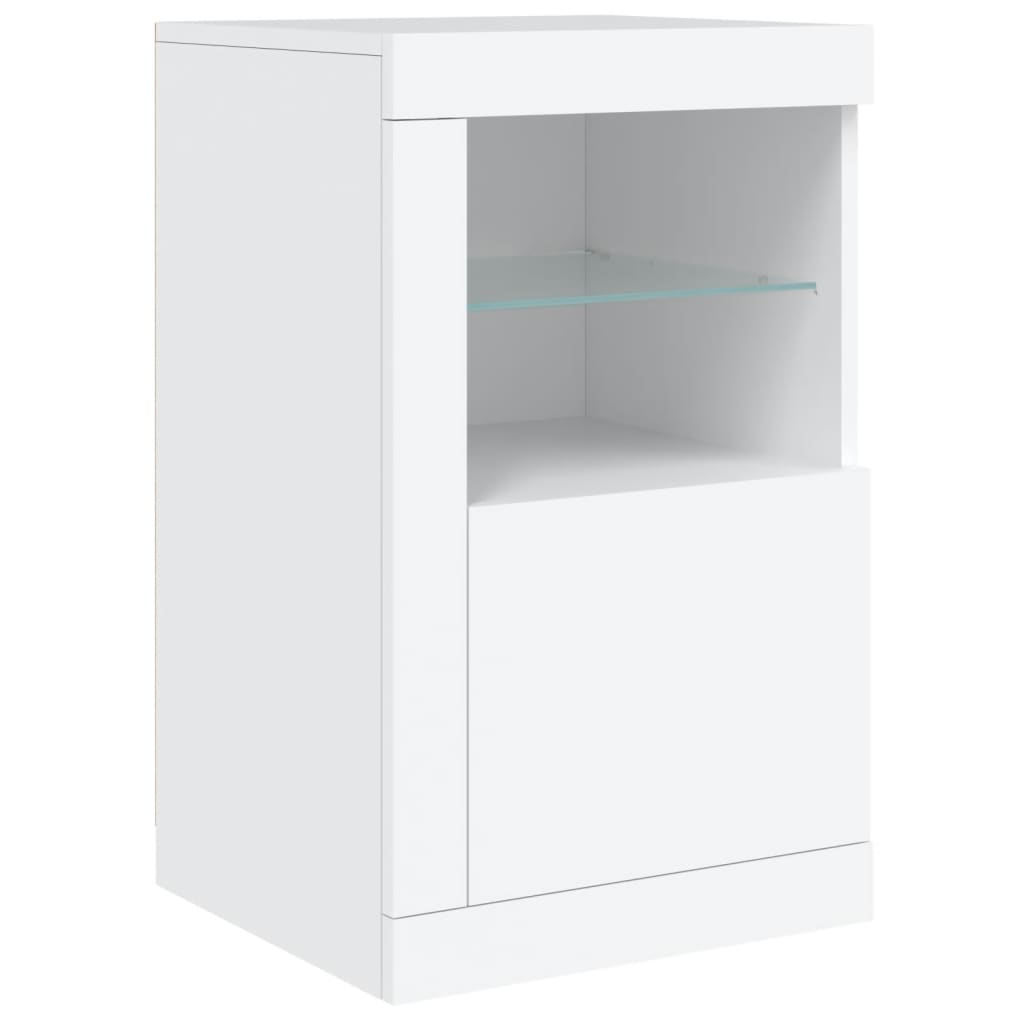 Skjenk Med Led-Lys Hvit 163X37X67 Cm
