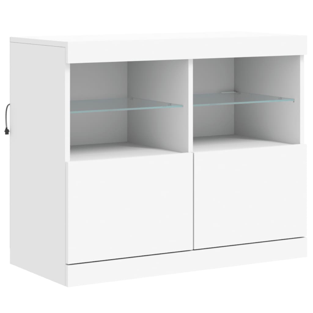 Skjenk Med Led-Lys Hvit 163X37X67 Cm