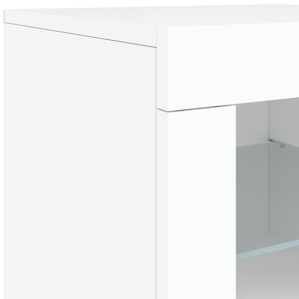 Skjenk Med Led-Lys Hvit 163X37X67 Cm