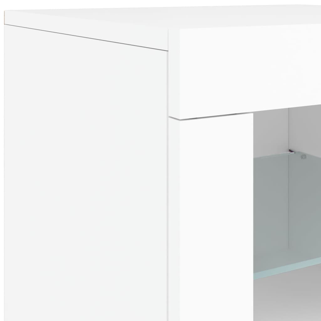 Skjenk Med Led-Lys Hvit 123X37X67 Cm