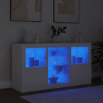 Skjenk Med Led-Lys Hvit 123X37X67 Cm