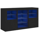 Skjenk Med Led-Lys Svart 123X37X67 Cm