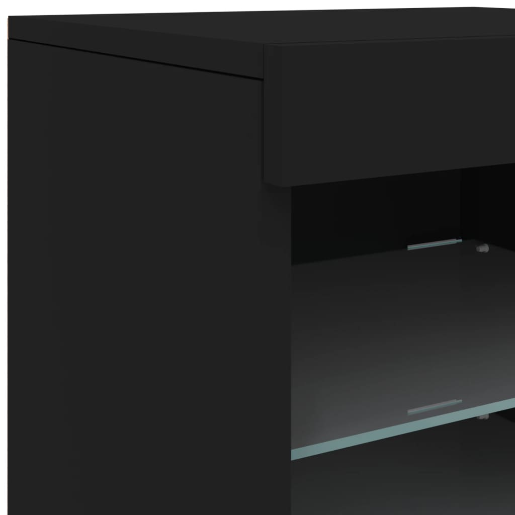 Skjenk Med Led-Lys Svart 123X37X67 Cm