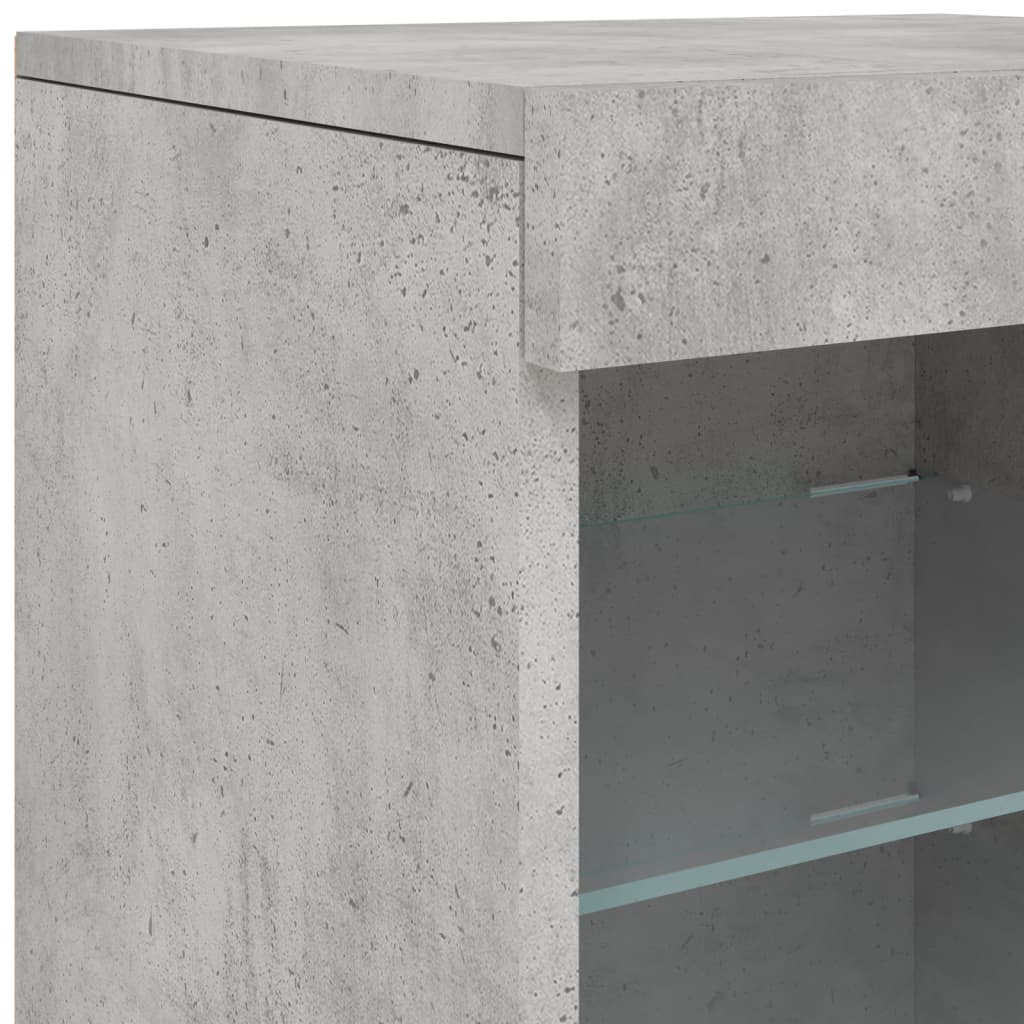 Skjenk Med Led-Lys Betonggrå 123X37X67 Cm