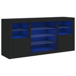 Skjenk Med Led-Lys Svart 142,5X37X67 Cm