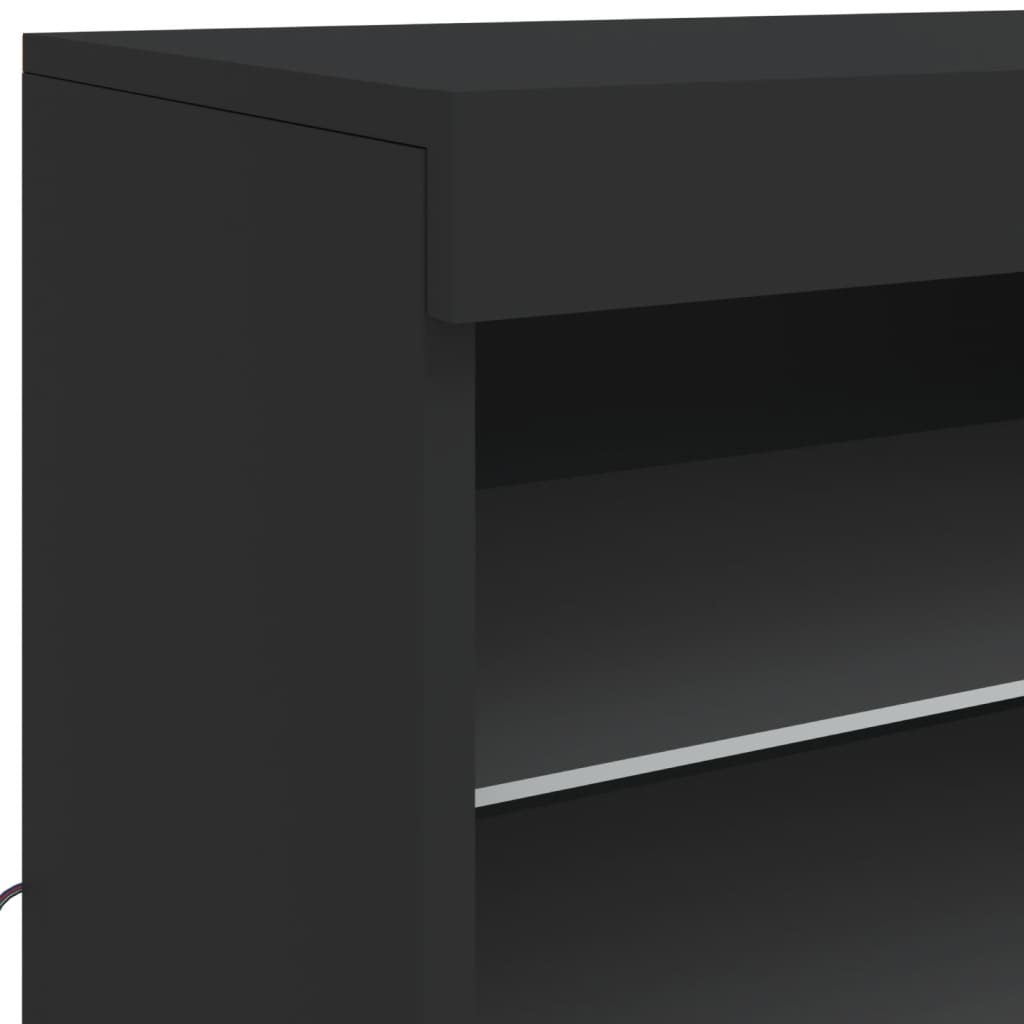 Skjenk Med Led-Lys Svart 142,5X37X67 Cm