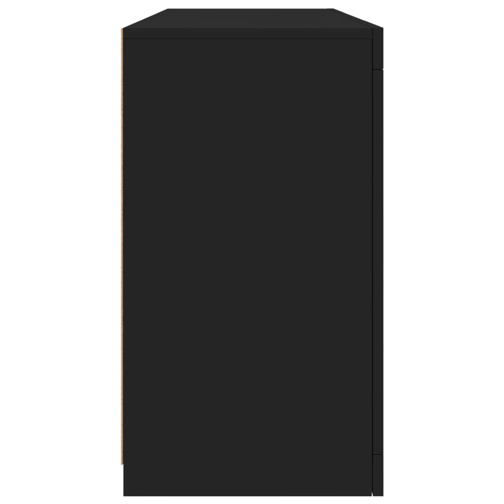 Skjenk Med Led-Lys Svart 142,5X37X67 Cm