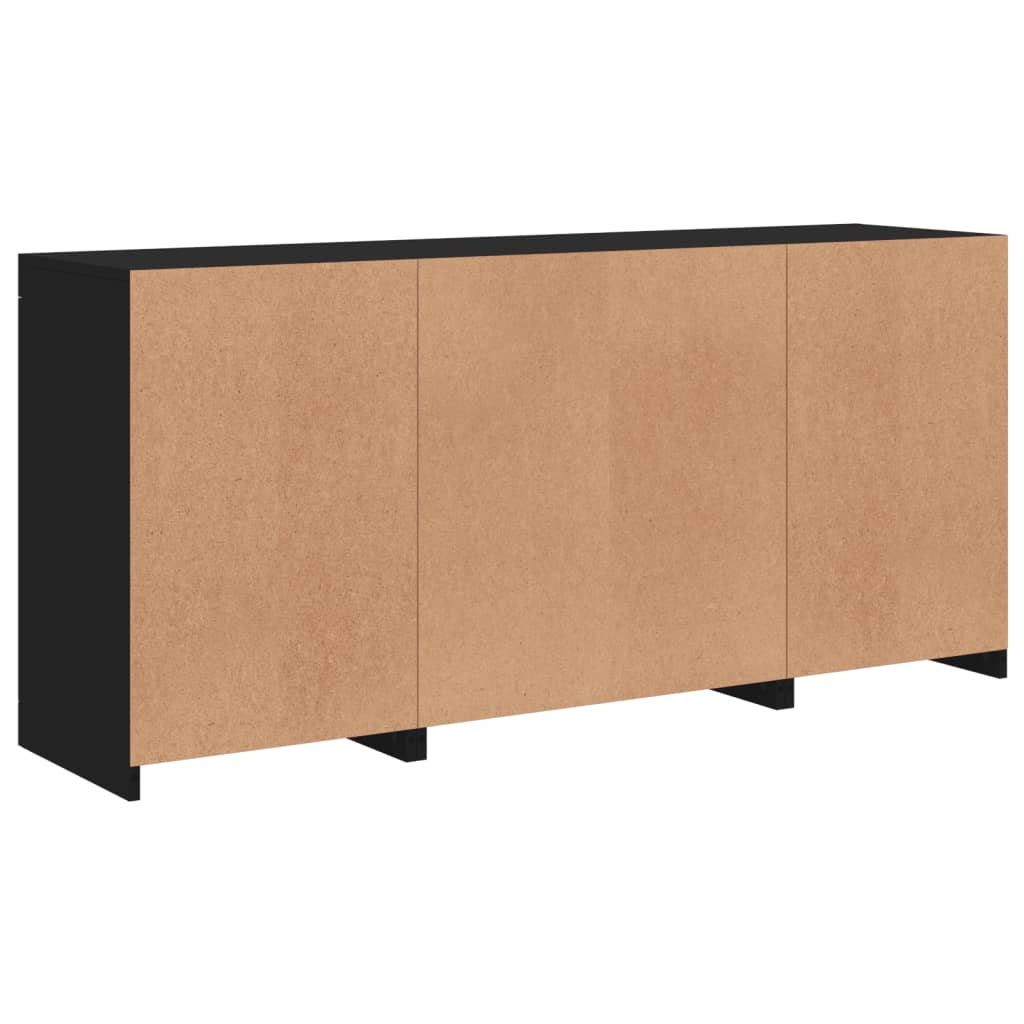 Skjenk Med Led-Lys Svart 142,5X37X67 Cm