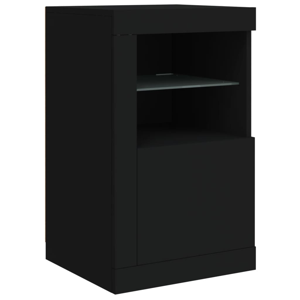 Skjenk Med Led-Lys Svart 142,5X37X67 Cm