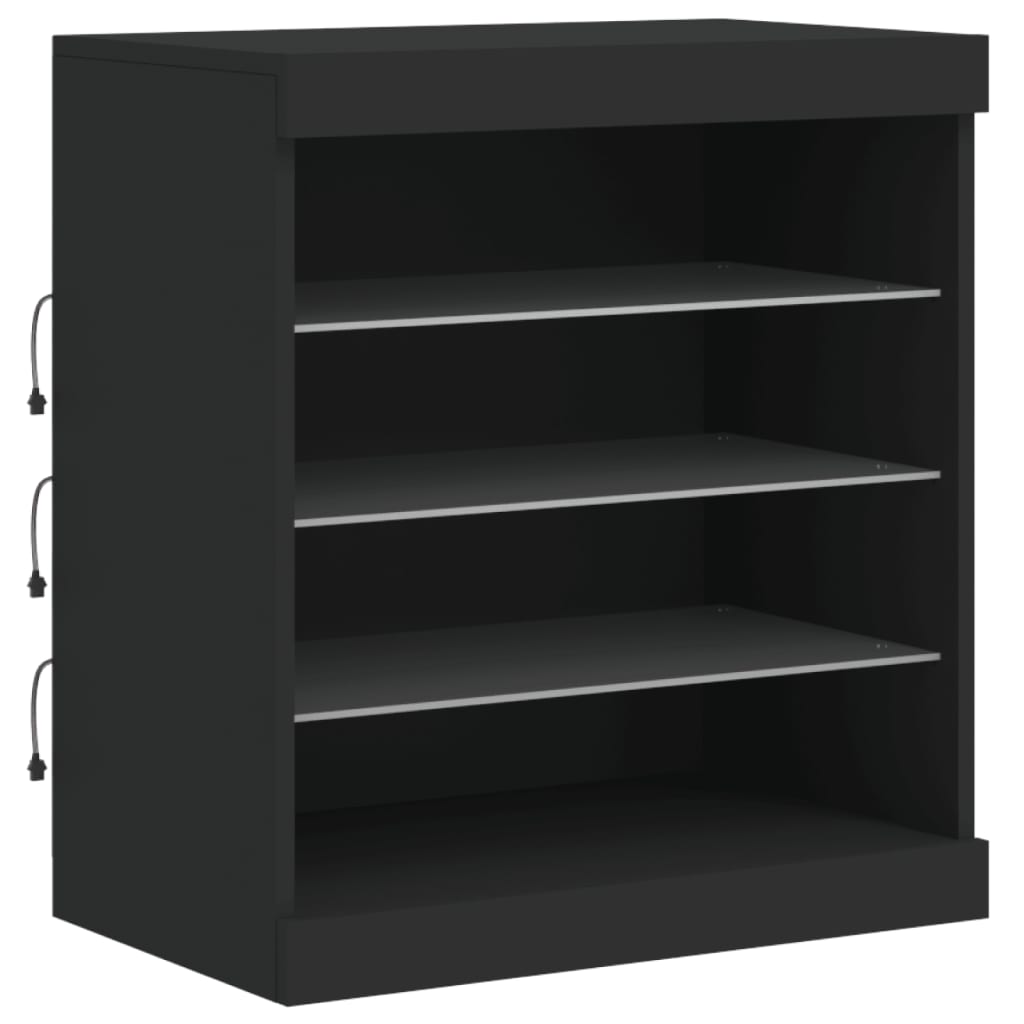 Skjenk Med Led-Lys Svart 142,5X37X67 Cm