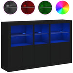 Skjenk Med Led-Lys Svart 162X37X100 Cm