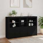 Skjenk Med Led-Lys Svart 162X37X100 Cm