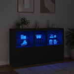 Skjenk Med Led-Lys Svart 162X37X100 Cm