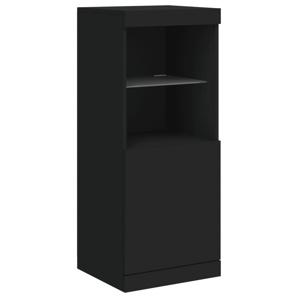 Skjenk Med Led-Lys Svart 162X37X100 Cm