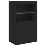 Skjenk Med Led-Lys Svart 162X37X100 Cm