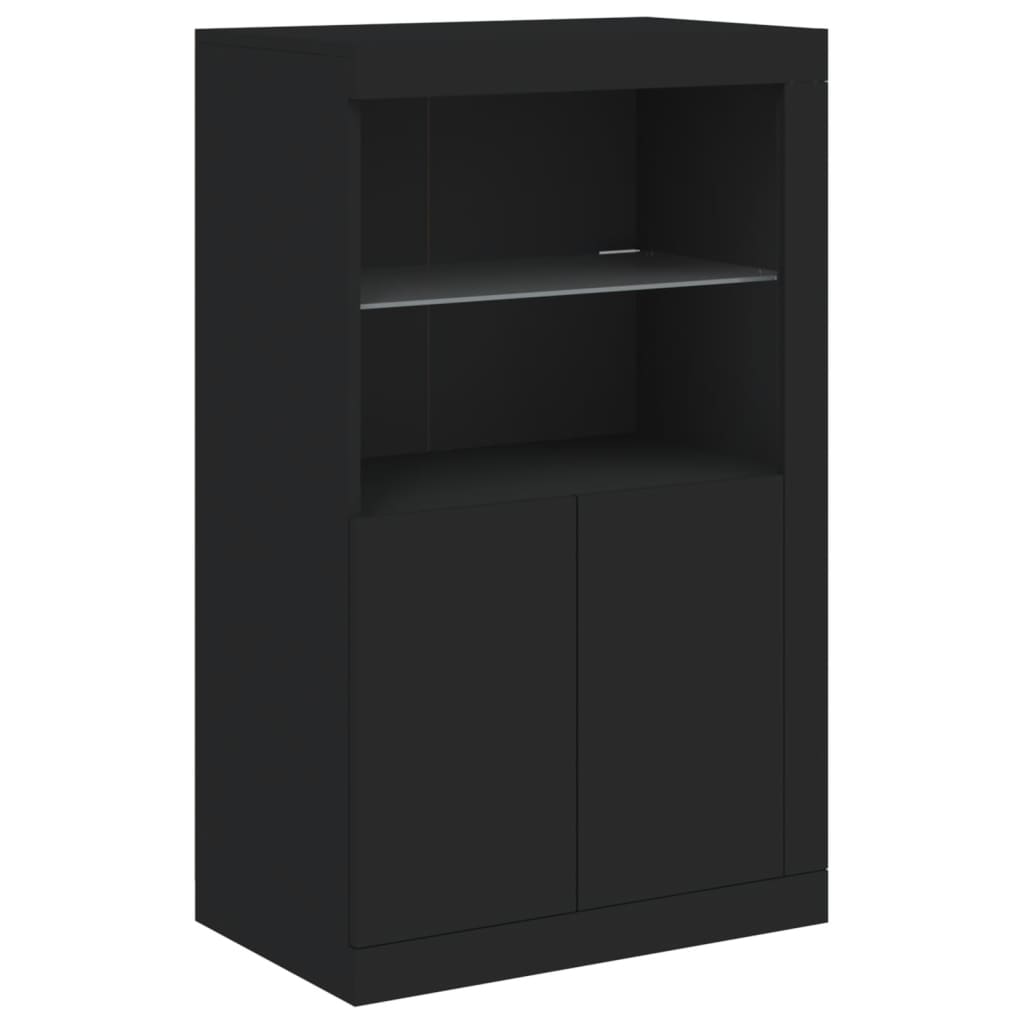 Skjenk Med Led-Lys Svart 162X37X100 Cm