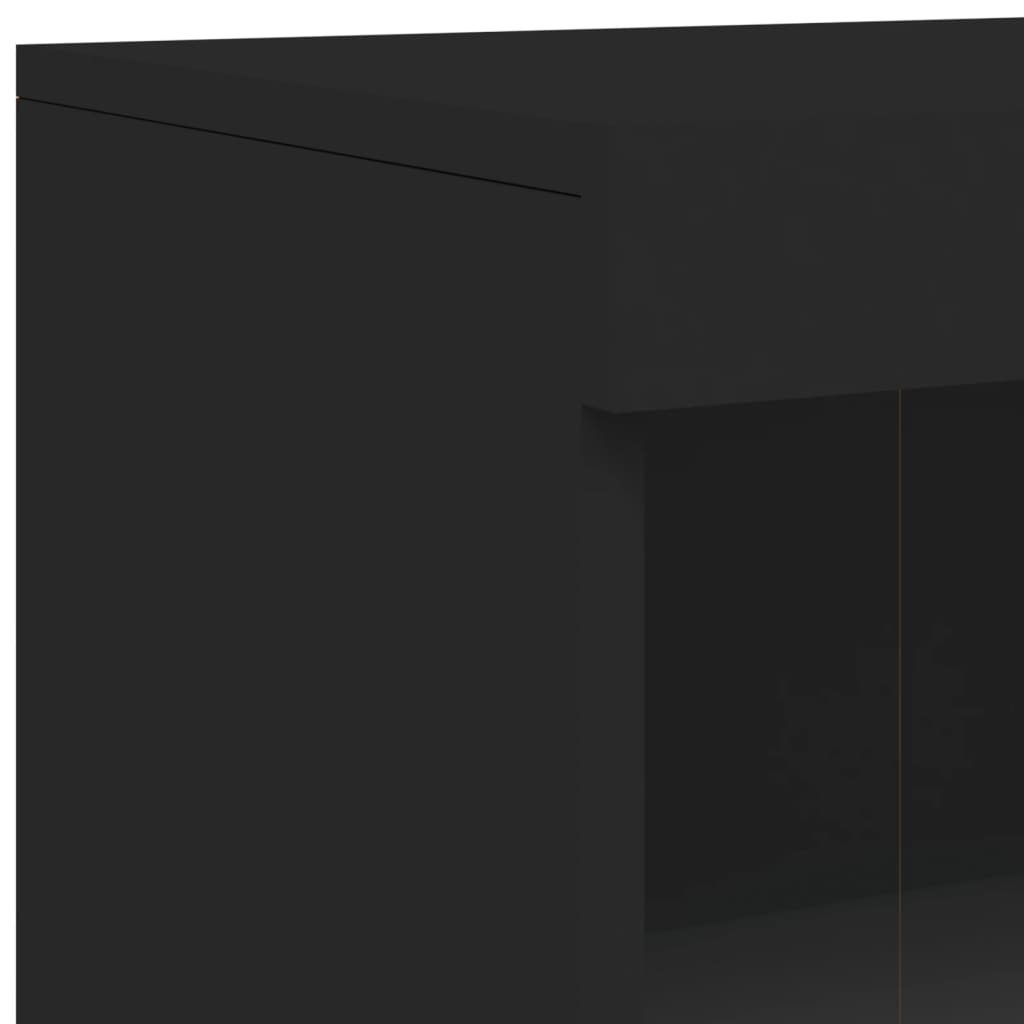 Skjenk Med Led-Lys Svart 162X37X100 Cm