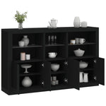 Skjenk Med Led-Lys Svart 162X37X100 Cm