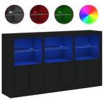 Skjenk Med Led-Lys Svart 181,5X37X100 Cm