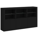 Skjenk Med Led-Lys Svart 181,5X37X100 Cm