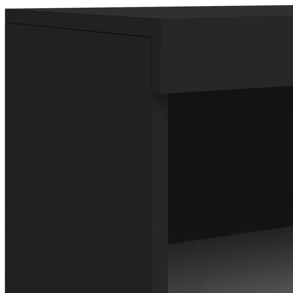 Skjenk Med Led-Lys Svart 181,5X37X100 Cm