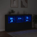 Skjenk Med Led-Lys Svart 181,5X37X100 Cm