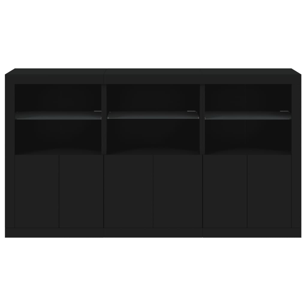 Skjenk Med Led-Lys Svart 181,5X37X100 Cm