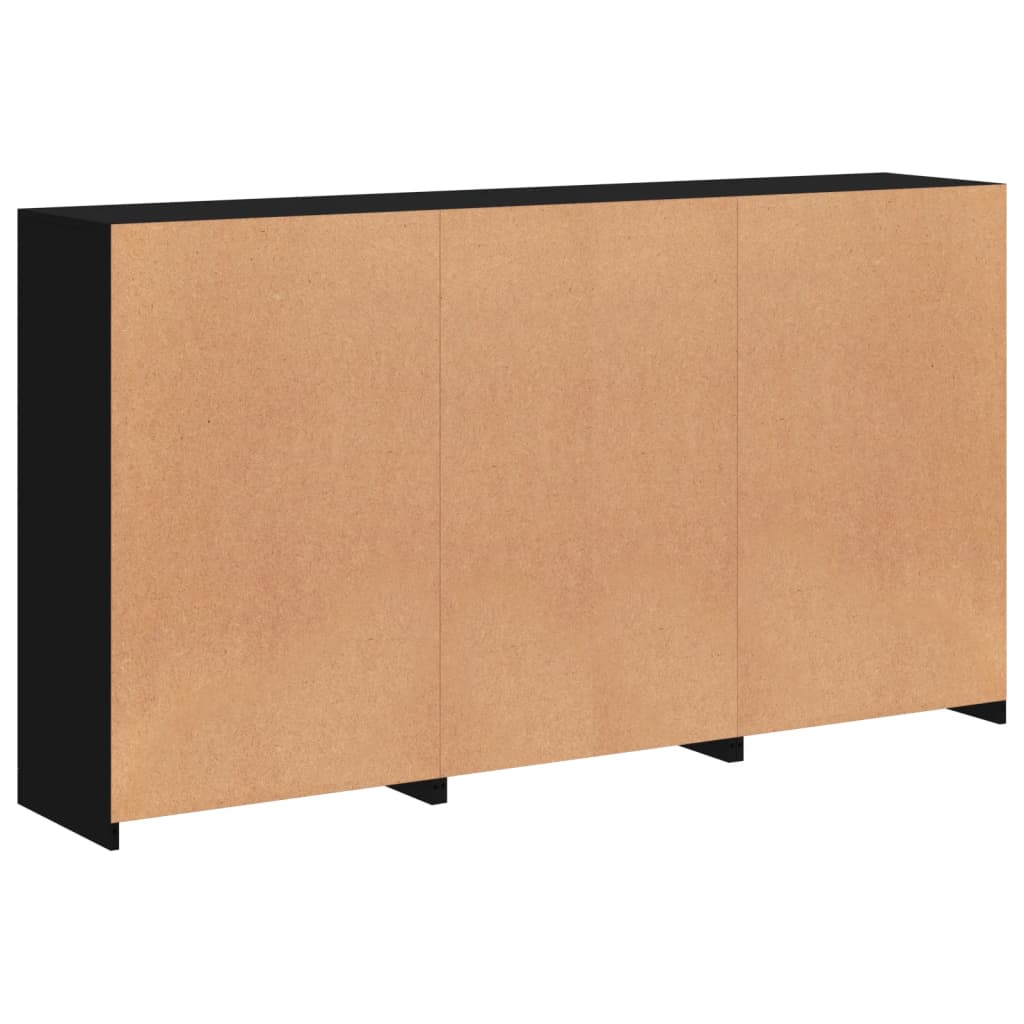 Skjenk Med Led-Lys Svart 181,5X37X100 Cm