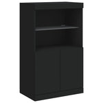 Skjenk Med Led-Lys Svart 181,5X37X100 Cm