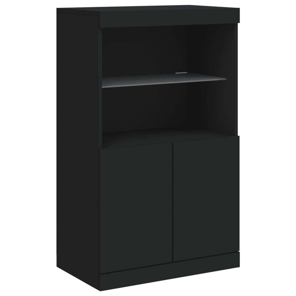 Skjenk Med Led-Lys Svart 181,5X37X100 Cm