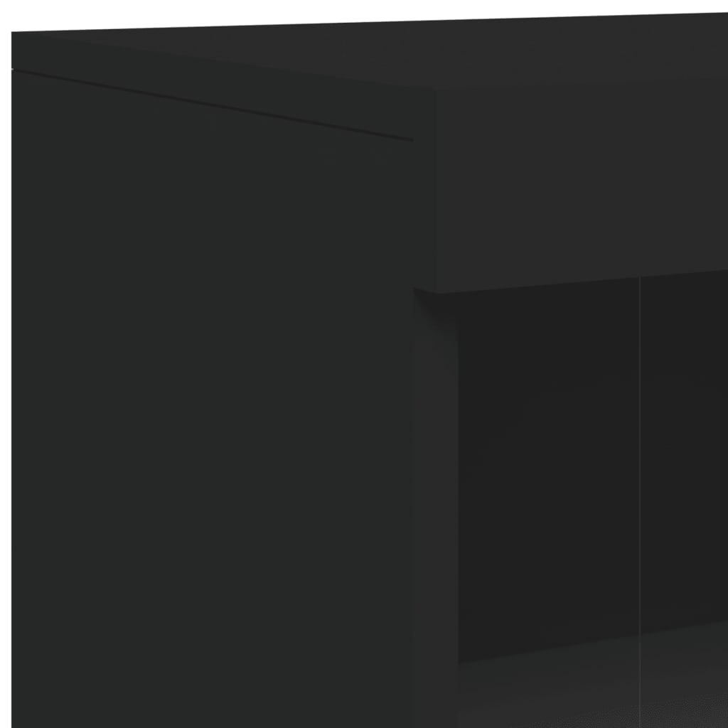 Skjenk Med Led-Lys Svart 181,5X37X100 Cm
