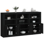 Skjenk Med Led-Lys Svart 181,5X37X100 Cm